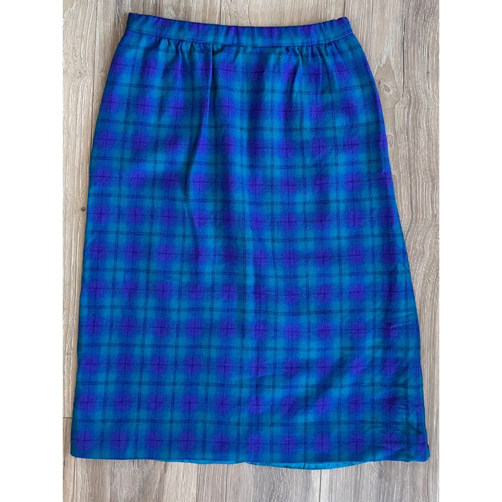VTG Pendleton Wool Plaid Midi Skirt Size 10 USA Dark Academia Prairie Western